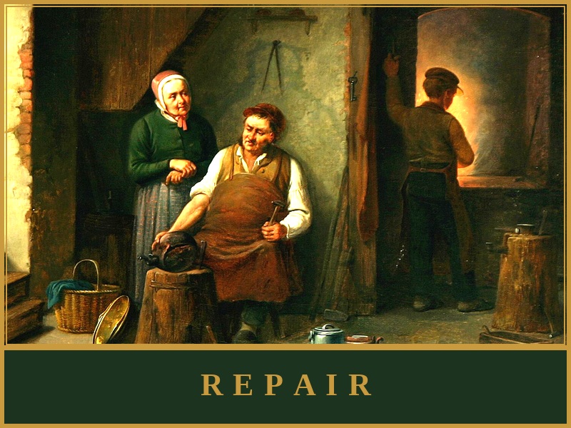 Repair - a smith mending a kettle, after Schleisner